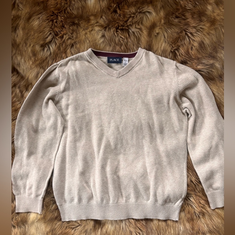 The Children’s Place Boys Sweater | Neutral Beige | Size 10/12 | A10